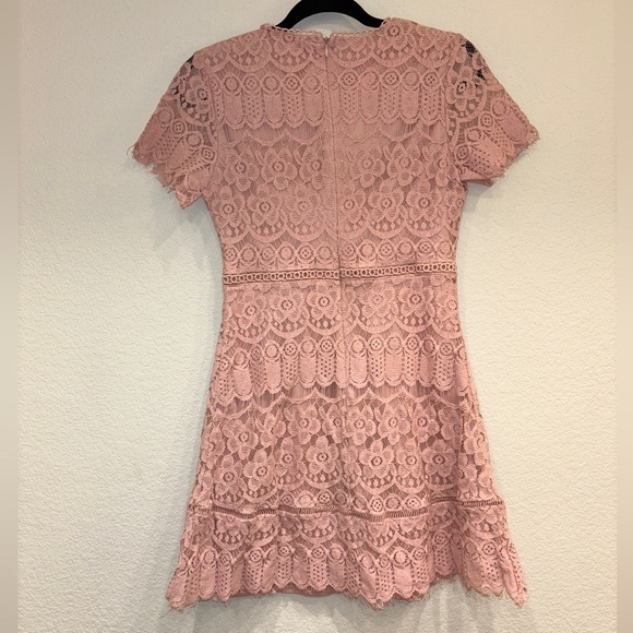 NWOT August Sky Dusty Rose Crochet Boho‎ Mini Dress - Picture 6 of 7